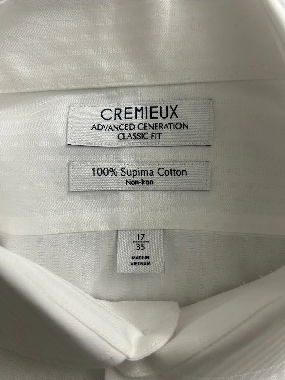 Daniel Cremieux Men’s White Long Sleeve Button Up Shirt Subtle Stripes Sz 17/35